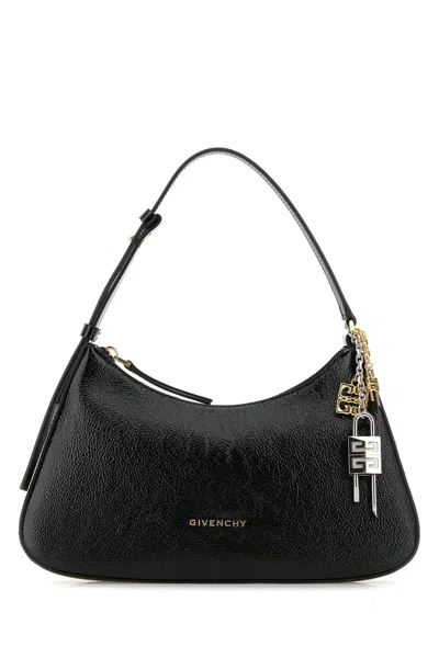 GIVENCHY BLACK LEATHER SMALL LUCKY LOCK SHOULDER BAG