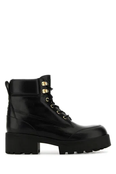 GIVENCHY BLACK LEATHER TREKKER ANKLE BOOTS