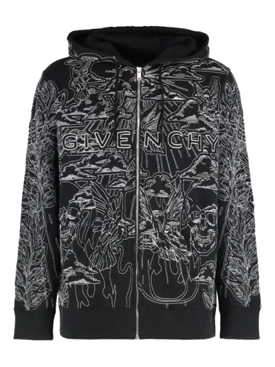 GIVENCHY EMBROIDERED FULL-ZIP HOODIE