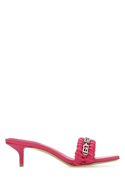 GIVENCHY FUCHSIA NAPPA LEATHER G WOVEN MULES