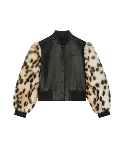 GIVENCHY VARSITY JACKET IN LEATHER AND LEOPARD PRINT FUR