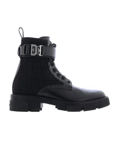 GIVENCHY GIVENCHY LOGO JACQUARD LACE-UP ANKLE BOOTS