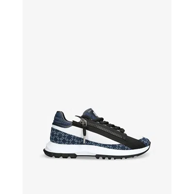 GIVENCHY MENS WHITE/NAVY SPECTRE MONOGRAM-PRINT DENIM LOW-TOP TRAINERS EUR 42 / 8 UK