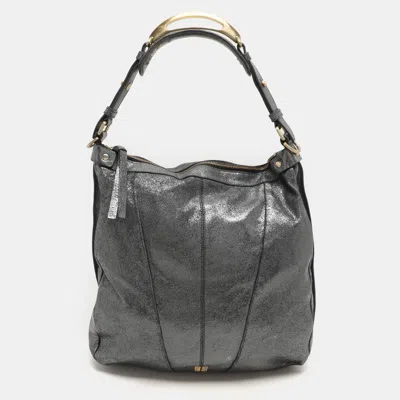 GIVENCHY METALIC GREY LEATHER HOBO