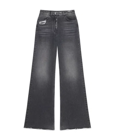 GIVENCHY GIVENCHY LOGO PLAQUE WIDE LEG JEANS