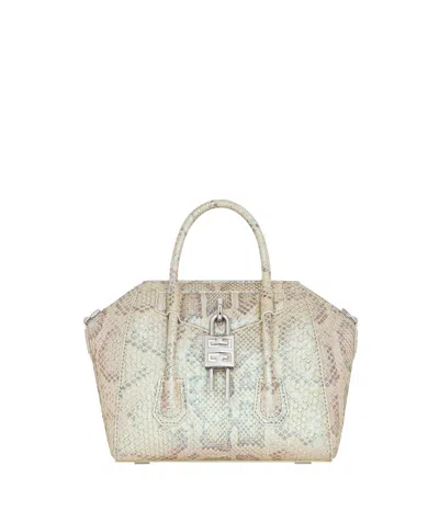 GIVENCHY MINI ANTIGONA LOCK BAG IN PYTHON WITH PEARL EFFECT