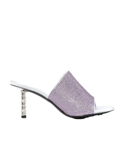 GIVENCHY G CUBE MULES IN SATIN WITH STRASS