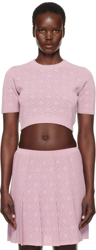 GIVENCHY PINK CROPPED MONOGRAM 72 JACQUARD SWEATER