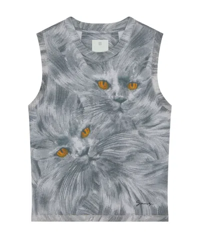 GIVENCHY PRINTED CAT TANK TOP IN COTTON