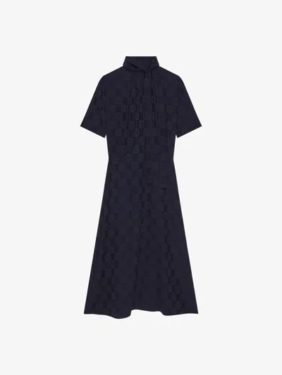 Givenchy Dress In 4g Liquid Jacquard With Lavallire In Blue