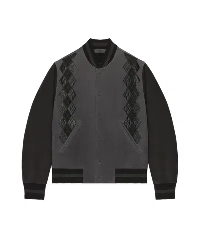 GIVENCHY VARSITY JACKET IN GRAINED LEATHER WITH ARGYLE PATTERN