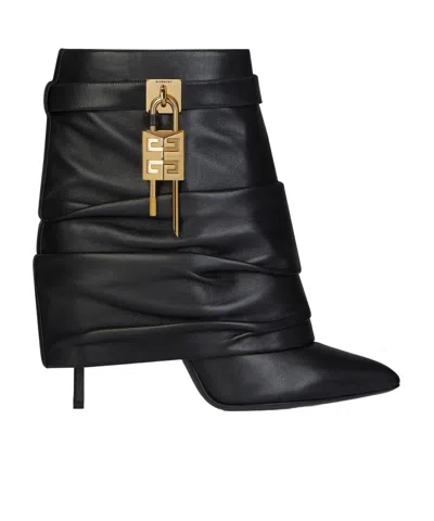 GIVENCHY SHARK LOCK STILETTO ANKLE BOOTS IN NAPPA LEATHER