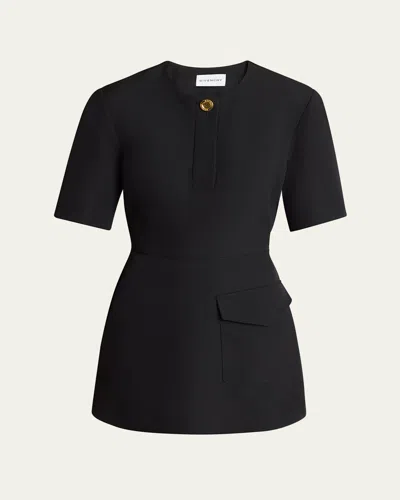 GIVENCHY SHORT-SLEEVE PATCH-POCKET MINI COCOON DRESS
