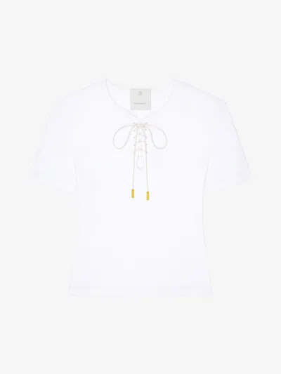 GIVENCHY SLIM FIT T-SHIRT IN COTTON WITH LACES AND 4G DETAIL
