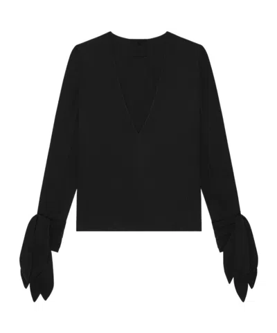 GIVENCHY GIVENCHY 4G EMBROIDERED DEEP-V BLOUSE