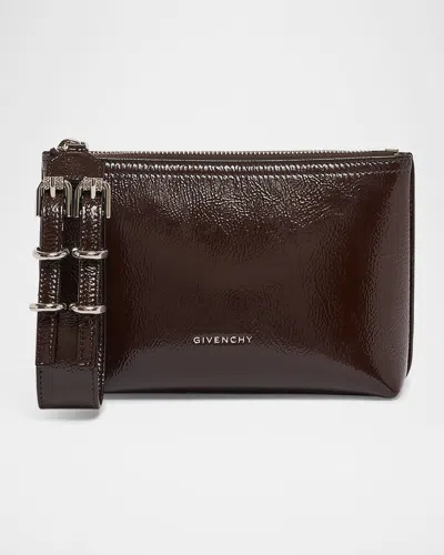 GIVENCHY VOYOU SMALL POUCH BAG IN SHINY CRINKLED LEATHER