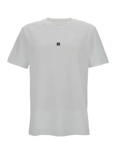 GIVENCHY WHITE CREWNECK T-SHIRT WITH 4G PRINT IN COTTON MAN