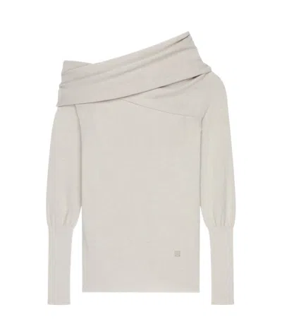 GIVENCHY ASYMMETRIC DRAPED SWEATER IN WOOL AND CASHMERE