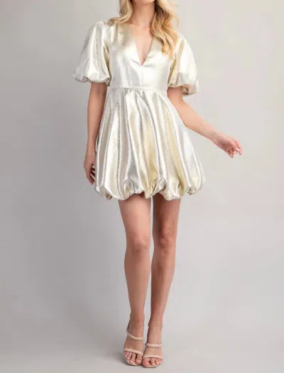GLAM GET YOUR SHINE ON PUFF SLEEVE DRESS IN CREAM