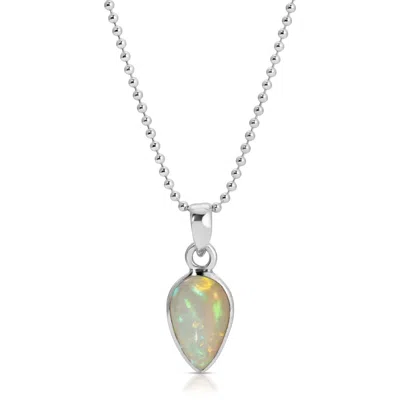 GLAMROCKS JEWELRY WOMEN'S TEARDROP WELO OPAL SILVER NECKLACE