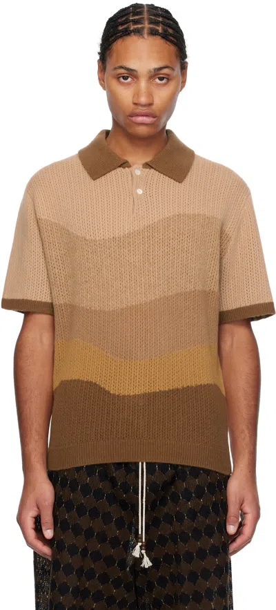 GLASS CYPRESS BROWN & BEIGE KNITTED POLO