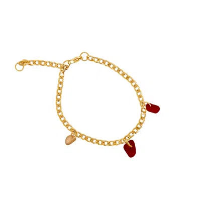 GLASSTYK I/S WOMEN'S BROWN / RED FRAGMENTS RED AND BROWN BRACELET