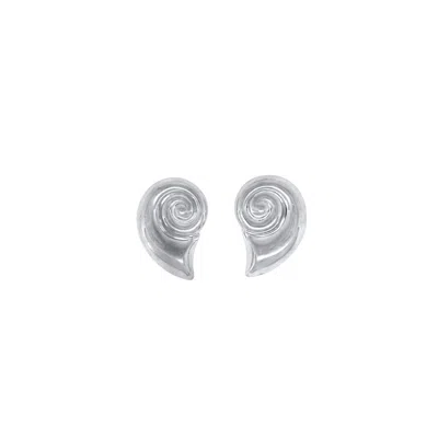 GLASSTYK I/S WOMEN'S SILVER SWIRLS EARRING STEEL