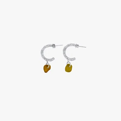 GLASSTYK I/S WOMEN'S FRAGMENTS SIGNATURE HOOPS YELLOW SEA GLASS STEEL