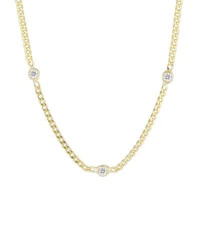 GLAZE JEWELRY GLAZE JEWELRY 14K OVER SILVER CZ CURB CHAIN NECKLACE