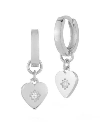 GLAZE JEWELRY GLAZE JEWELRY SILVER CZ HEART HUGGIE EARRINGS