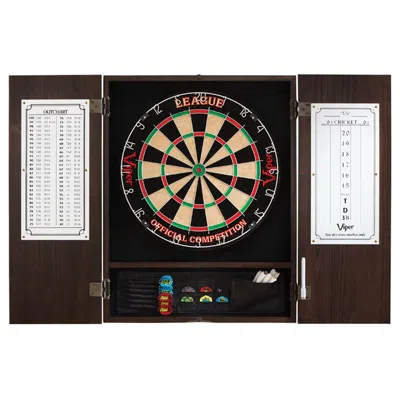 GLD PRODUCTS METROPOLITAN MOCHA STEEL TIP DARTBOARD CABINET