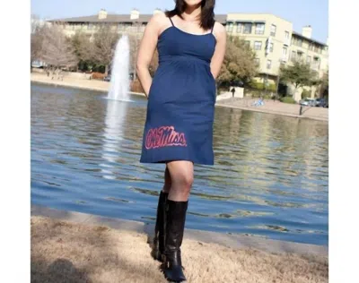 GLITTER GEAR OLE MISS LOGO SWAROVSKI CRYSTAL DRESS IN NAVY