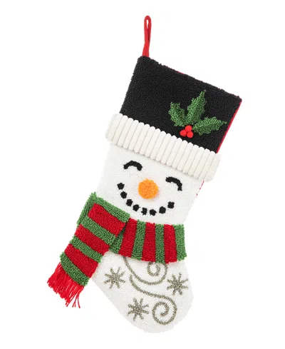 GLITZHOME 20.5" L HOOKED STOCKING, SNOWMAN