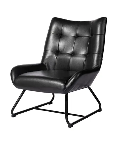 GLITZHOME 35.75" LEATHERETTE MID-CENTURY MODERN WINGBACK ACCENT CHAIR