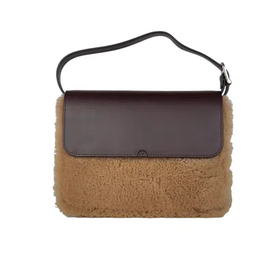 GODI. WOMEN'S BROWN THE MOSS ADJUSTABLE SHOULDER BAG IN COFFEE & WOOL