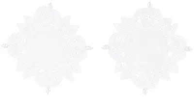 GOHAR WORLD WHITE LACE & PEARL COASTER SET