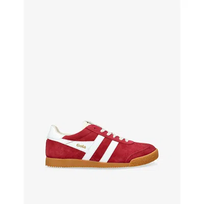 GOLA WOMENS RED ELAN SUEDE LOW-TOP TRAINERS EUR 36 / 3 UK
