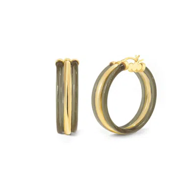 GOLD & HONEY WOMEN'S GOLD / BLACK RIDGE HOOPS IN BLACKBERRY