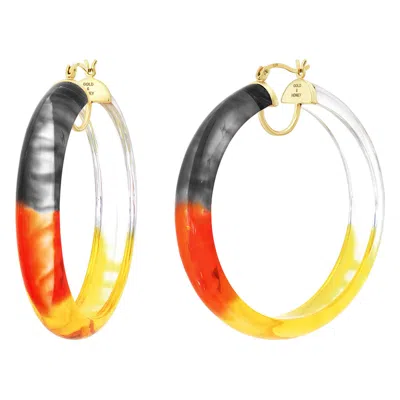 GOLD & HONEY WOMEN'S BLACK / RED / NEUTRALS TIE DYE LUCITE HOOPS IN EARTH