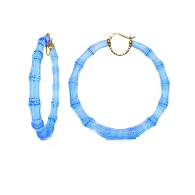 GOLD & HONEY WOMEN'S GOLD / BLUE XL BAMBOO HOOP EARRINGS IN BLUE