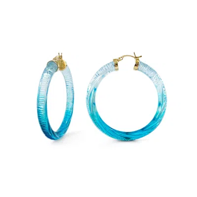GOLD & HONEY WOMEN'S BLUE / GOLD AQUA BLUE OMBRE HOOP EARRINGS