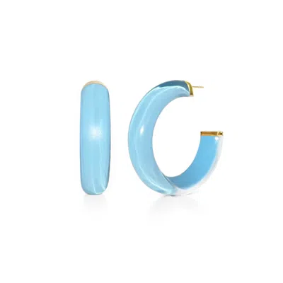 GOLD & HONEY WOMEN'S GOLD / BLUE SMALL ILLUSION HOOPS IN ICE BLUE