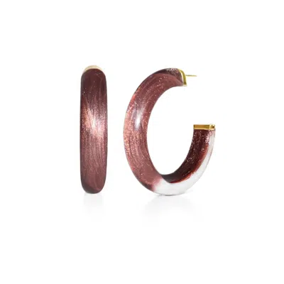 GOLD & HONEY WOMEN'S BROWN / GOLD MEDIUM ILLUSION HOOPS IN COCOA