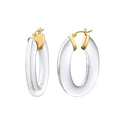GOLD & HONEY WOMEN'S GOLD CLEAR FLAT OVAL HOOPS