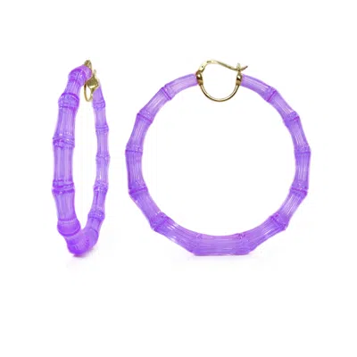 GOLD & HONEY WOMEN'S GOLD / PURPLE XL BAMBOO HOOP EARRINGS IN PURPLE GRAPE