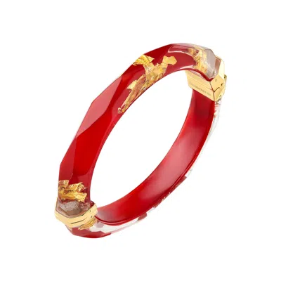GOLD & HONEY WOMEN'S GOLD / RED 24K GOLD LEAF LUCITE BANGLE IN CARNELIAN RED