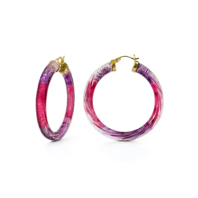 GOLD & HONEY WOMEN'S PURPLE / RED / GOLD RED & PURPLE OMBRE HOOP EARRINGS