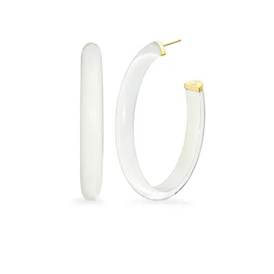 GOLD & HONEY WOMEN'S GOLD / WHITE XL OVAL HOOPS IN WHITE