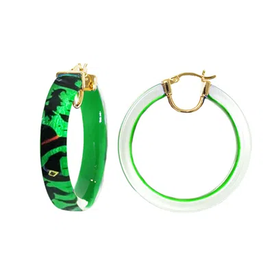 GOLD & HONEY WOMEN'S GREEN WITCHES HOOP EARRINGS