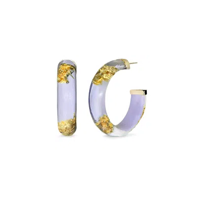 GOLD & HONEY WOMEN'S GOLD / PURPLE GOLD LEAF HOOP EARRINGS IN LAVENDER